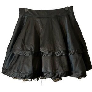 Esther’s Archive Women’s Black Cotton Blend Lace Trim Layer Skirt Size Small